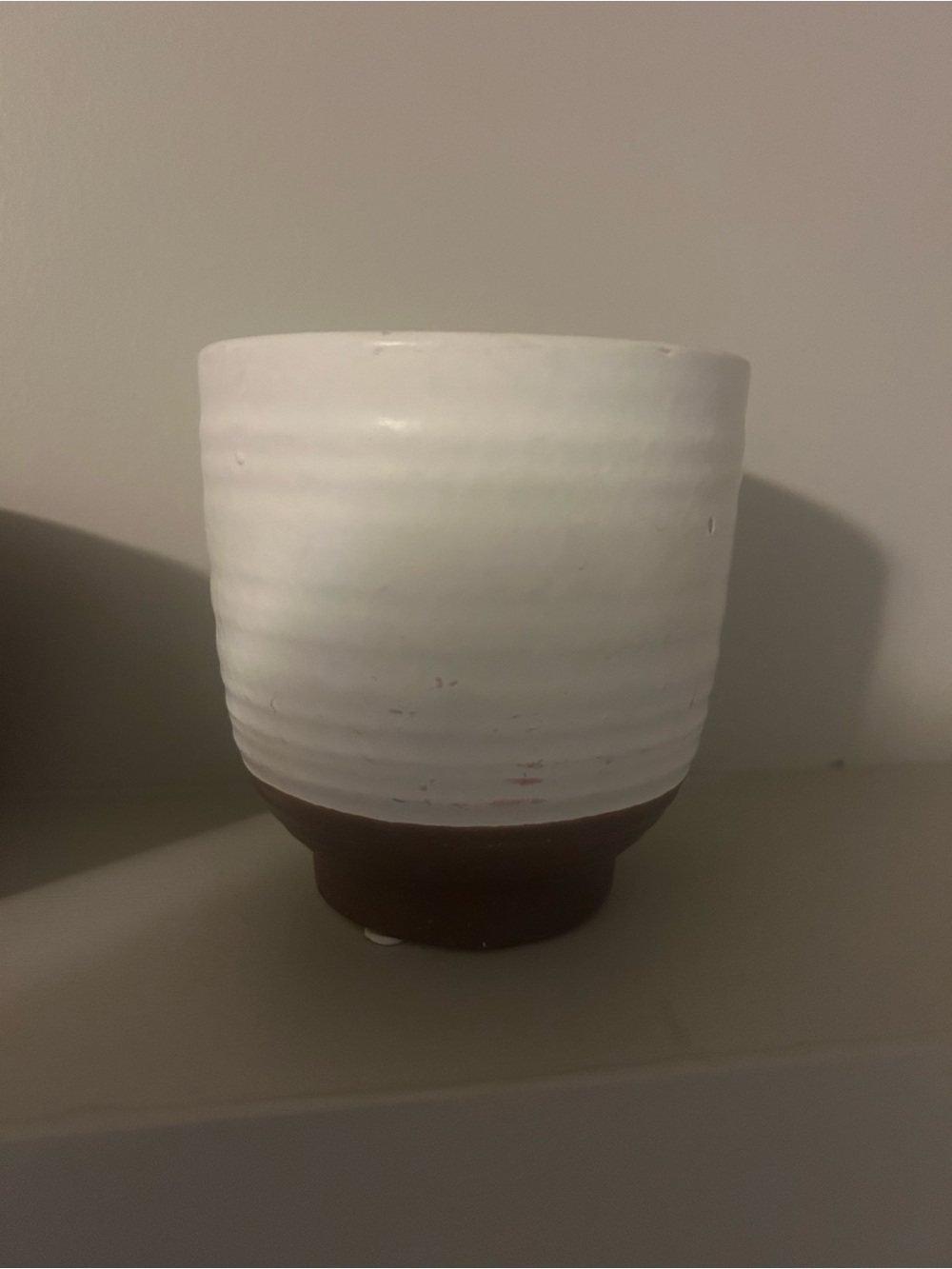 Minimal Ceramic Planter Pot in White and Brown